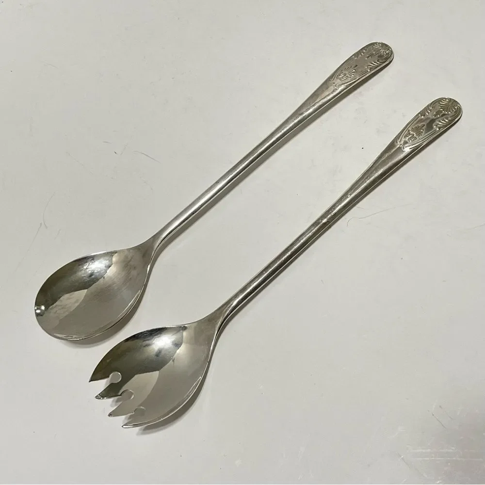 Vintage Silver Plate Salad Serving Utensils Set 9